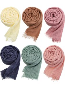 geyoga 6 pcs women scarf shawl hijab scarfs cotton blend crinkle scarf wrap head scarf for seasons (stylish colors)