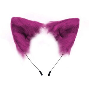 smileternity handmade fox wolf cat ears headwear costume accessories for halloween christmas cosplay party (purple)