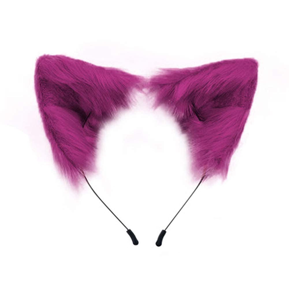 SMILETERNITY Handmade Fox Wolf Cat Ears Headwear Costume Accessories for Halloween Christmas Cosplay Party (Purple)