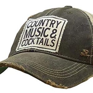 VINTAGE LIFE Baseball Cap for Women Funny Trucker Hat Cute Distressed Ball Caps (Country Music & Cocktails, Black)