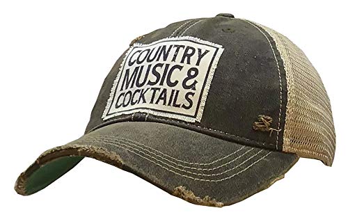 VINTAGE LIFE Baseball Cap for Women Funny Trucker Hat Cute Distressed Ball Caps (Country Music & Cocktails, Black)