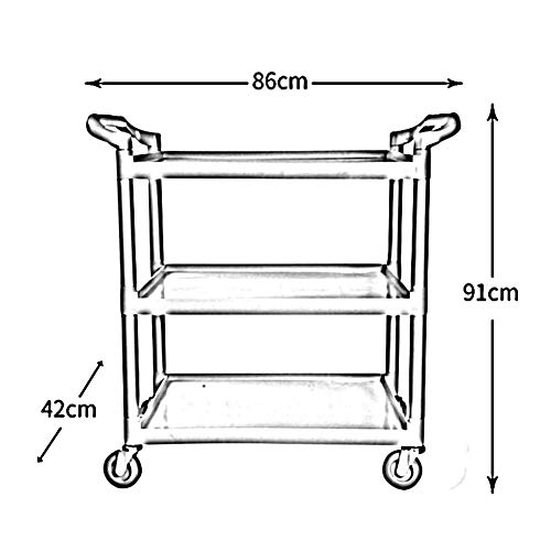 MTYLX Trolley,Cart,Household Multi-Layer Trolleys,Cart Restaurant Warehouse 3 Layers Plus Thick with Pulley Aluminum Tube Support Easy to Assemble, 2 Sizes,Blue,86X42X91Cm