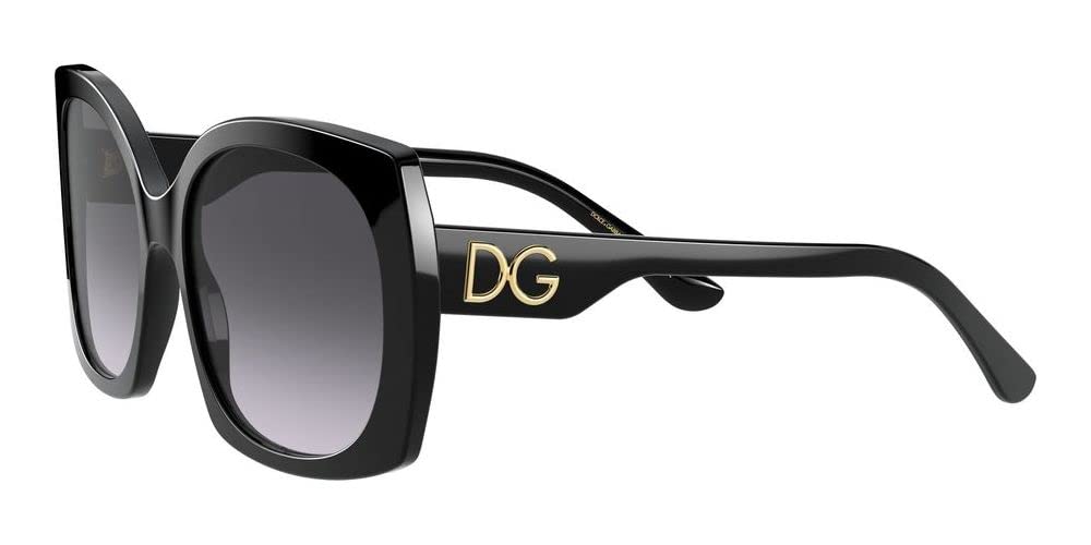 Dolce & Gabbana Women's Round Fashion Sunglasses, Black/Light Grey Gradient Black, One Size