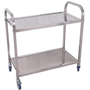 MTYLX Trolley,Cart,Household Multi-Layer Trolleys,Cart Service Restaurant Garage Steel Handle Pushbar Arcuate Handle Multifunction Easy to Move, 3 Sizes,Gray,75X40X83.5Cm