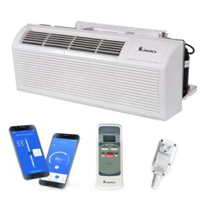 klimaire ptac 15,000 btu air conditioner heat pump r-32 with remote control & 3.5 kw electric heater -230v