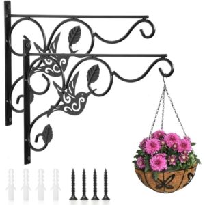 vumdua hanging plants bracket, 2 pack 12 inch wall planter hook with iron screws included, decorative plant hanger for bird feeders, wind chimes indoor, flower pot, lantern, outdoor indoor patio decor