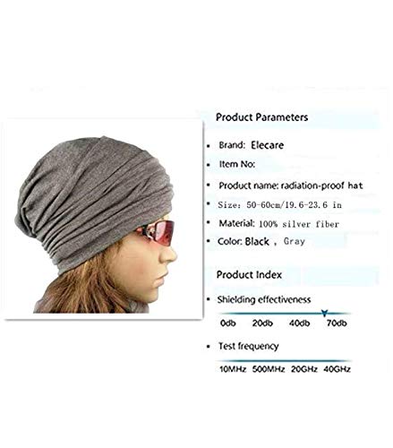 Effective 99.99% Anti Radiation Cap Multicolor EMF Protection Hat Shielding Cell WiFi 5G RF Hat 50-60cm/19.6-23.6 in (Gray)