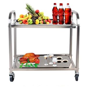 MTYLX Trolley,Cart,Household Multi-Layer Trolleys,Cart Service Restaurant Garage Steel Handle Pushbar Arcuate Handle Multifunction Easy to Move, 3 Sizes,Gray,75X40X83.5Cm