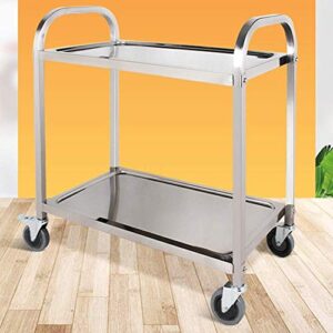 MTYLX Trolley,Cart,Household Multi-Layer Trolleys,Cart Service Restaurant Garage Steel Handle Pushbar Arcuate Handle Multifunction Easy to Move, 3 Sizes,Gray,75X40X83.5Cm