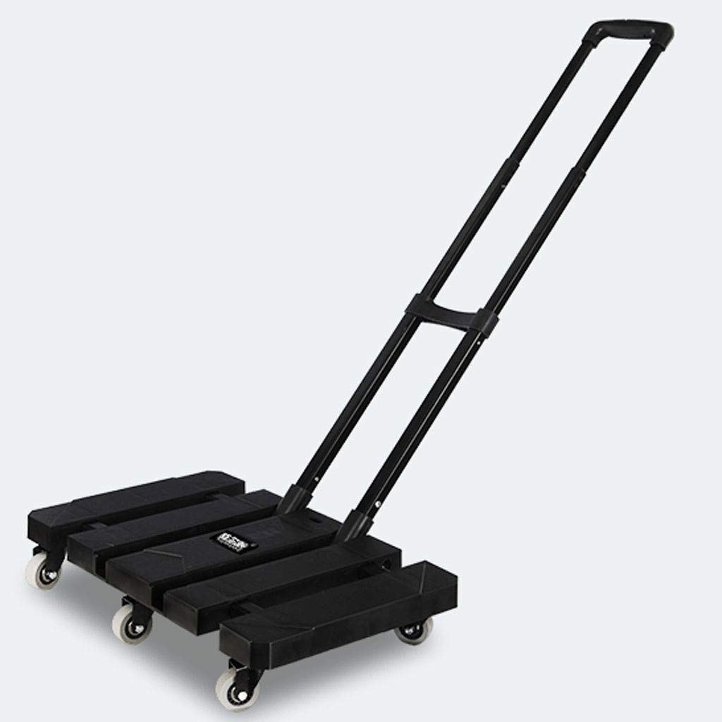 MTYLX Multifunctional Portable Trolleys with Wheels,Handcart Polypropylene Material, Load Capacity 200Kg, Foldable Trolley (Color : Black)