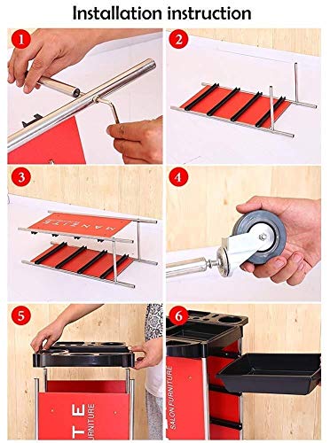 JF-XUAN Cart Hospital Trolley, Medical Supplies Rack,Medical Cart Tool 3 Tier Hotel Catering Cart with Handle, Plastic Cleaning Service Rolling Trolley Dining Cart for Restaurants, 40-50Kg Load Capaci