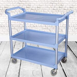 MTYLX Trolley,Cart,Household Multi-Layer Trolleys,Cart Restaurant Warehouse 3 Layers Plus Thick with Pulley Aluminum Tube Support Easy to Assemble, 2 Sizes,Blue,86X42X91Cm