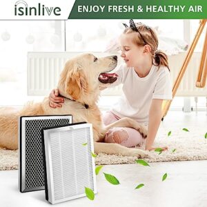 isinlive 25 Replacement Filter Compatible with 25 Air Purifier S1/W1/B1, 3-in-1 H13 True HEPA Activated Carbon Filter, 4 Pack