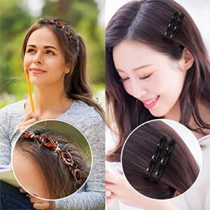 SHUNMEIL 6PCS Double Bangs Hairstyle Hairpin with clips Woven Large Real Accessories for Hair Hairstyle Pin band Hollow Layer Plait Perfect Head Headband Hair Bands (Black2Brown2pin2)