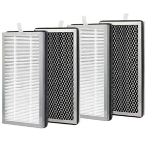 4 pack 15 replacement filter, 3-in-1 pre-fiter, true h13 hepa filter and activated carbon filter compatible with 15 air purifier