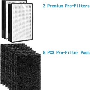 KEYJINIU H126 Replacement HEPA Filter, Compatible with Levoit LV-H126, Includes 2 HEPA Filters and 8 Activated Carbon Pre-Filters Set, LV-H126-RF