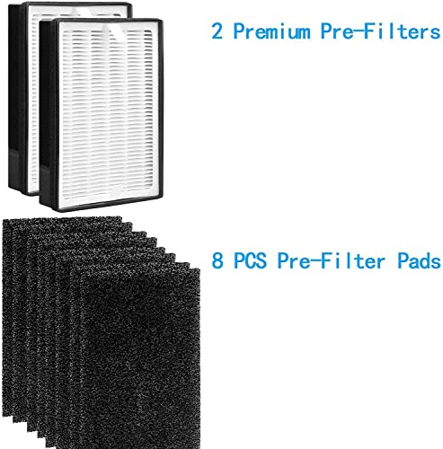 KEYJINIU H126 Replacement HEPA Filter, Compatible with Levoit LV-H126, Includes 2 HEPA Filters and 8 Activated Carbon Pre-Filters Set, LV-H126-RF