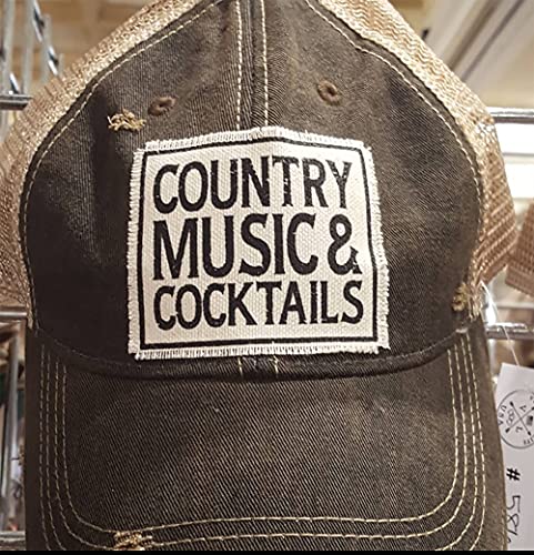 VINTAGE LIFE Baseball Cap for Women Funny Trucker Hat Cute Distressed Ball Caps (Country Music & Cocktails, Black)