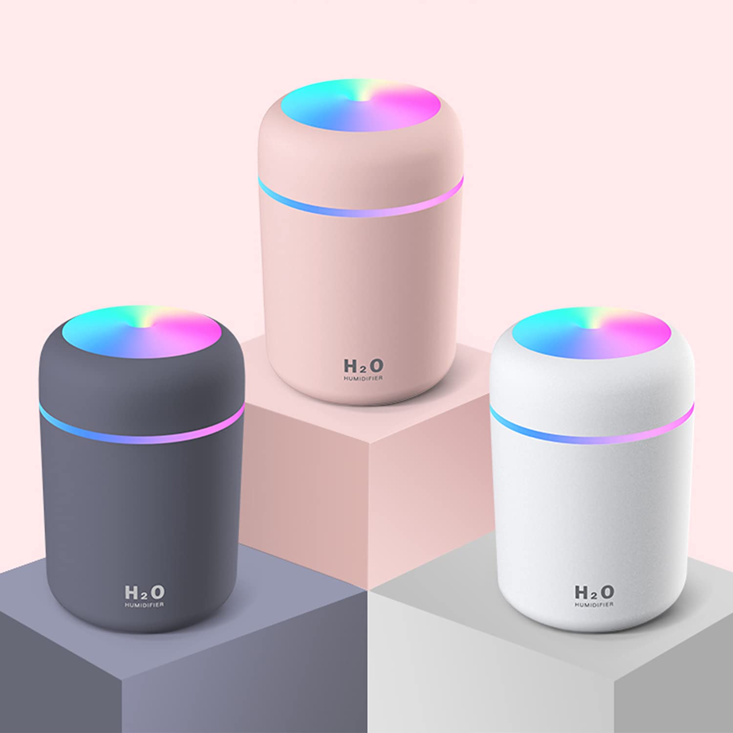 AISHNA Humidifier Colorful Cool Mini Humidifier,Essential Oil Diffuser Aroma Essential Oil USB Cool Mist Humidifier,2 Adjustable Mist Modes, Super Quiet,for Car,Office,Bedroom(White)