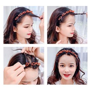 SHUNMEIL 6PCS Double Bangs Hairstyle Hairpin with clips Woven Large Real Accessories for Hair Hairstyle Pin band Hollow Layer Plait Perfect Head Headband Hair Bands (Black2Brown2pin2)