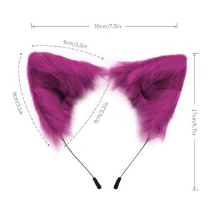 SMILETERNITY Handmade Fox Wolf Cat Ears Headwear Costume Accessories for Halloween Christmas Cosplay Party (Purple)