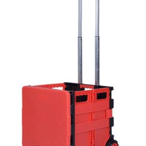 MTYLX Multifunctional Portable Trolleys with Wheels,Shopping Cart Trolley, Ultra Lightweight Waterproof Abs Material, Aluminum Alloy Lever, Portable Trolley (Size : 38Cm*33Cm*90Cm),Red