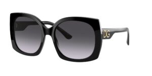 dolce & gabbana women's round fashion sunglasses, black/light grey gradient black, one size