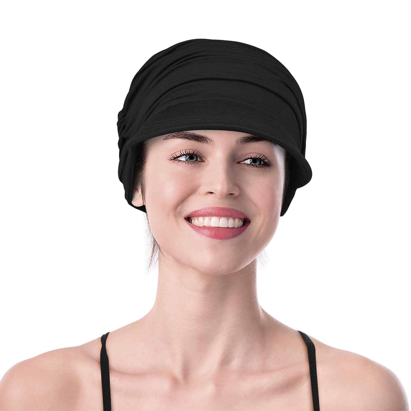 Winitas Chemo Headwear for Women Hair Loss Cotton Black