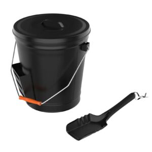 rtr_gf steel ash bucket with shovel fireplace pits or stoves 4.75 gallon tight lid