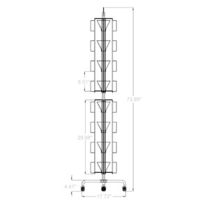 FixtureDisplays® 32 Adjustable Pockets Display Rack 5x7 7x5 up to 8.5" Wide X 8" Tall Cards, 1.27" deep Pockets, Double Tier Greeting Post Card Christmas Holiday Spinning Rack Stand Black 10095