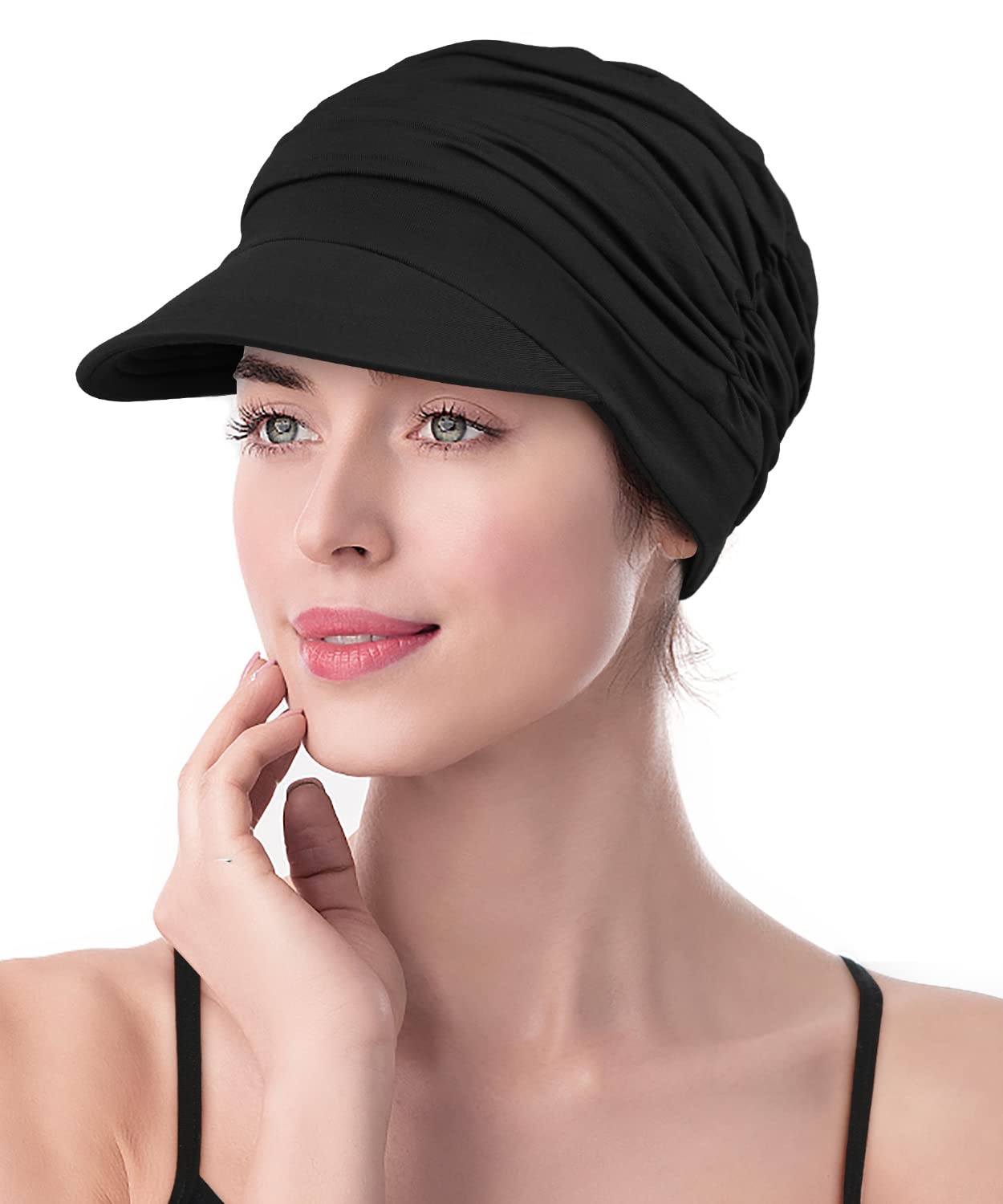 Winitas Chemo Headwear for Women Hair Loss Cotton Black