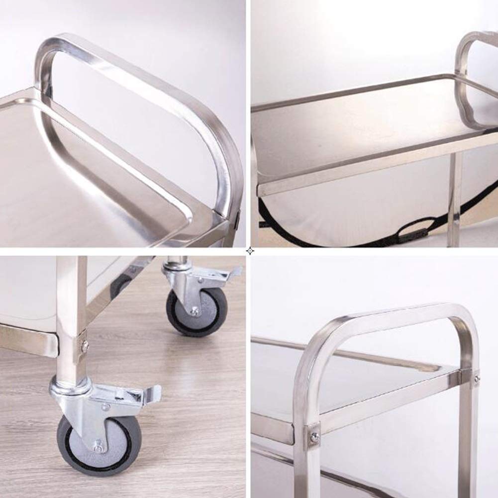 YGCBL Multifunction Serving Portable Hand Trucks,Cart Service Restaurant Warehouse 3 Layers Plus Thick High Temperature Resistance Easy to Push and Pull, 3 Sizes,Kitchen,Silver,95X50X95Cm