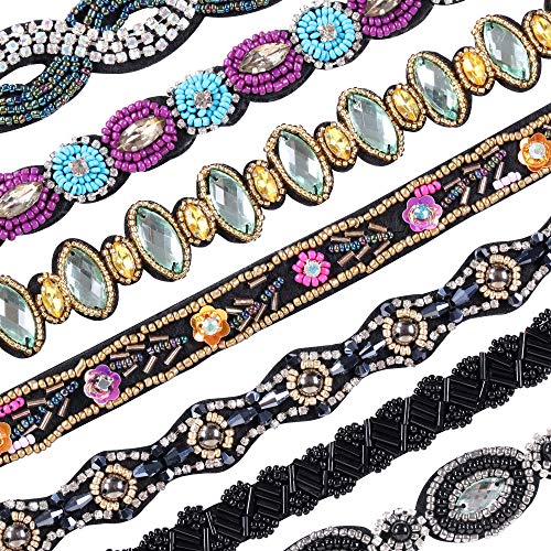 inSowni 7 Pack Handmade Rhinestone Crystal Beaded Elastic Headbands Jewelry Hair Bands Accessories for Women Girls Brides