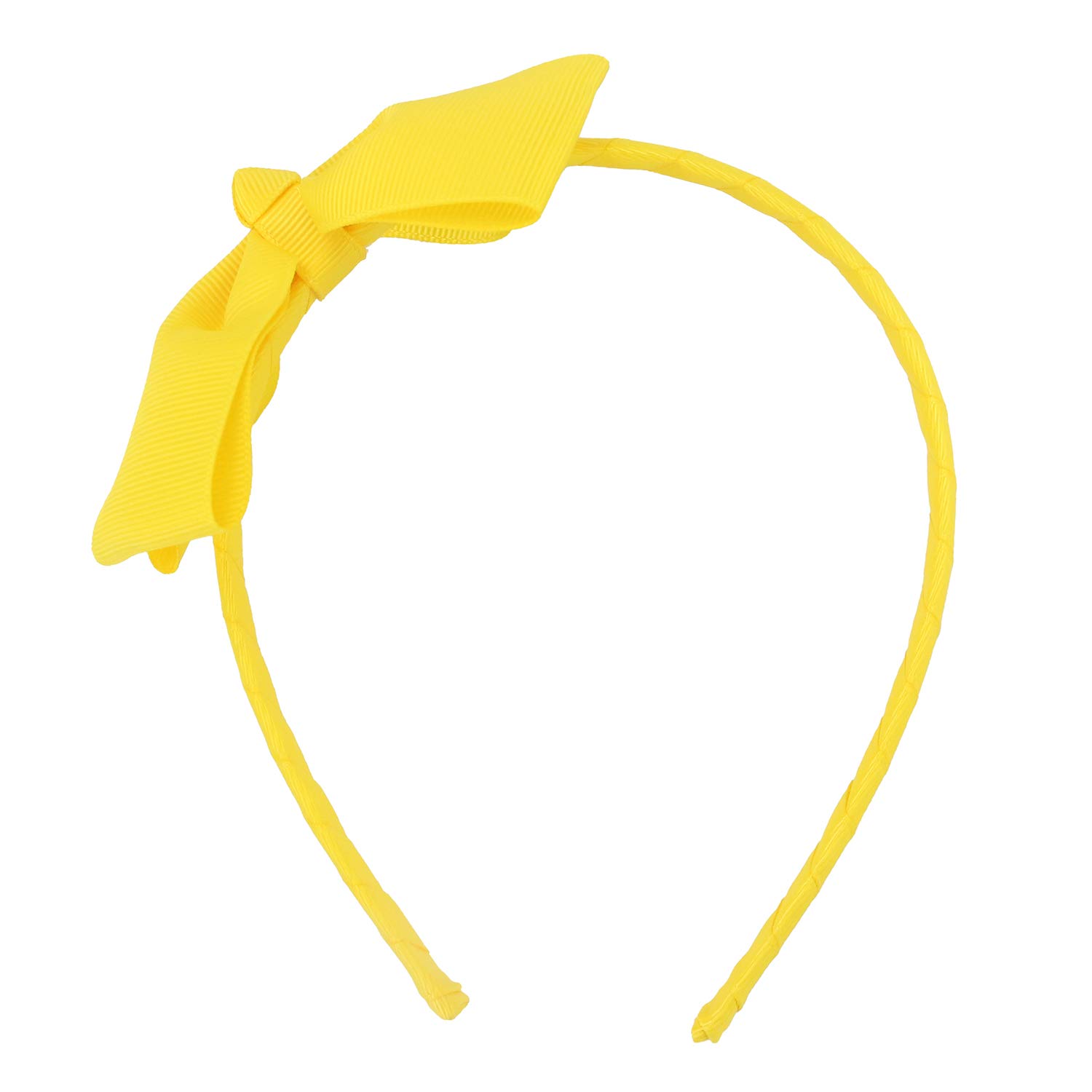 MEEDEE Hairband, Yellow Grosgrain Bow Headband for Girls Toddlers Kids Party Decor Cosplay Costume Headwear Makeup Handmade Hair Band, 1 PC