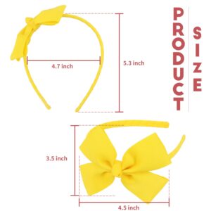 MEEDEE Hairband, Yellow Grosgrain Bow Headband for Girls Toddlers Kids Party Decor Cosplay Costume Headwear Makeup Handmade Hair Band, 1 PC