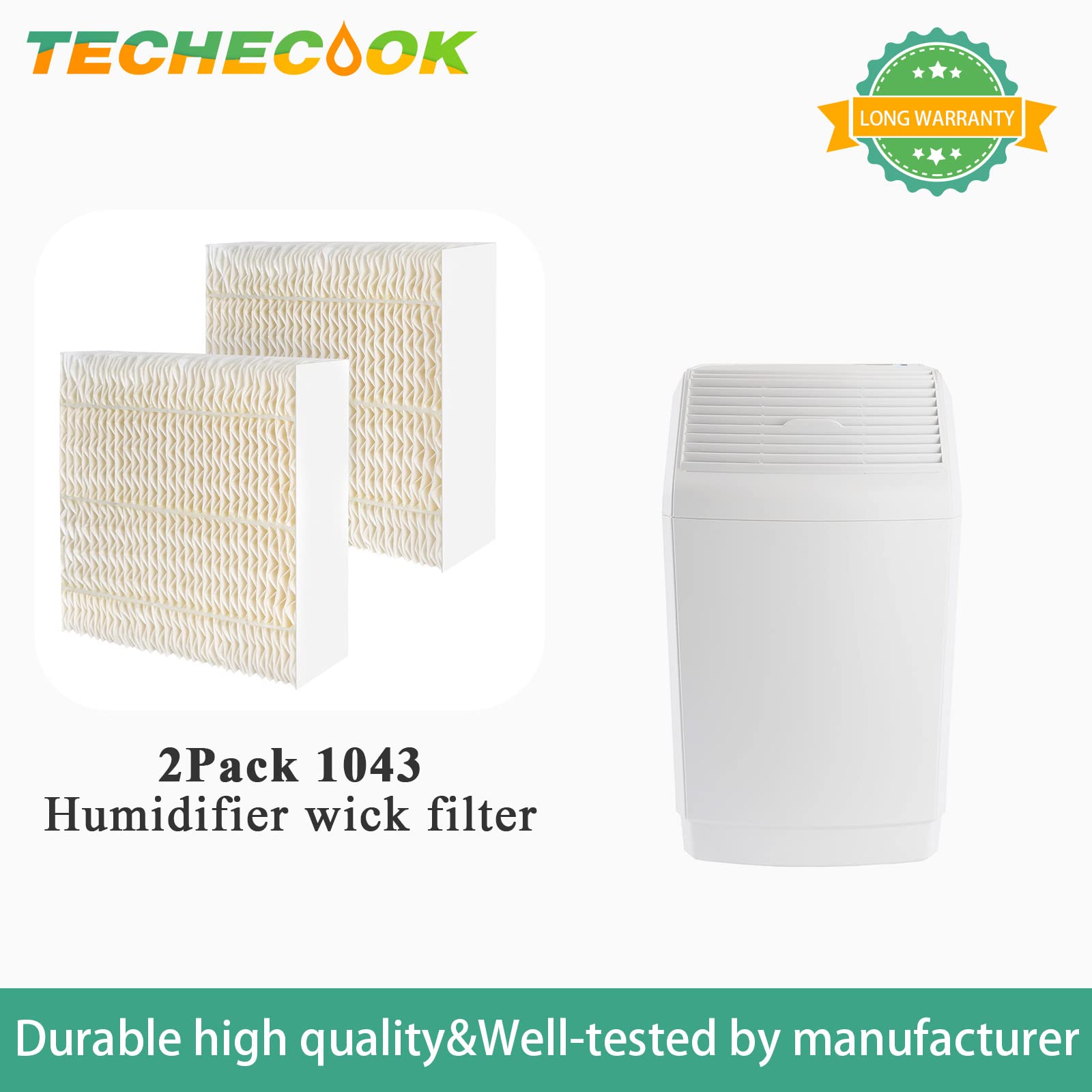 1043 Super Humidifier Wick Filters (2Pack) Replacement for Essick AirCare Evaporative Humidifier Filter EP9500 EP9700 EP9800 831000 821000 826000 826800, Bemis Space Saver 800 8000 Series by Techecook