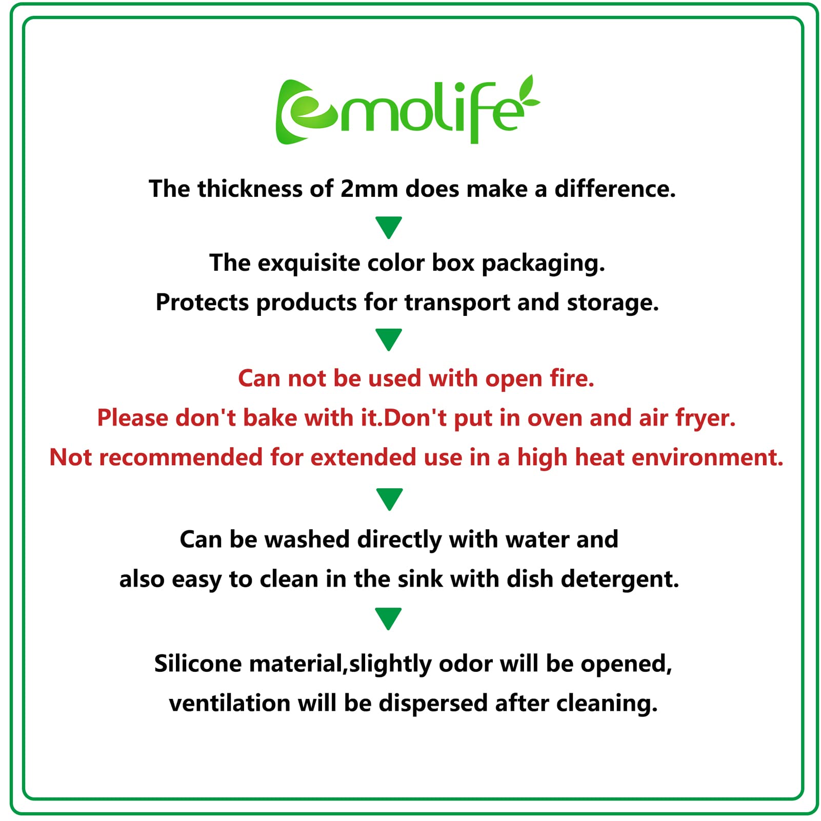 emolife Heat Resistant Mat for Air Fryer Site on, Thick Silicone Mats for Kitchen Counter, Countertop Protector, No-slip (Black)