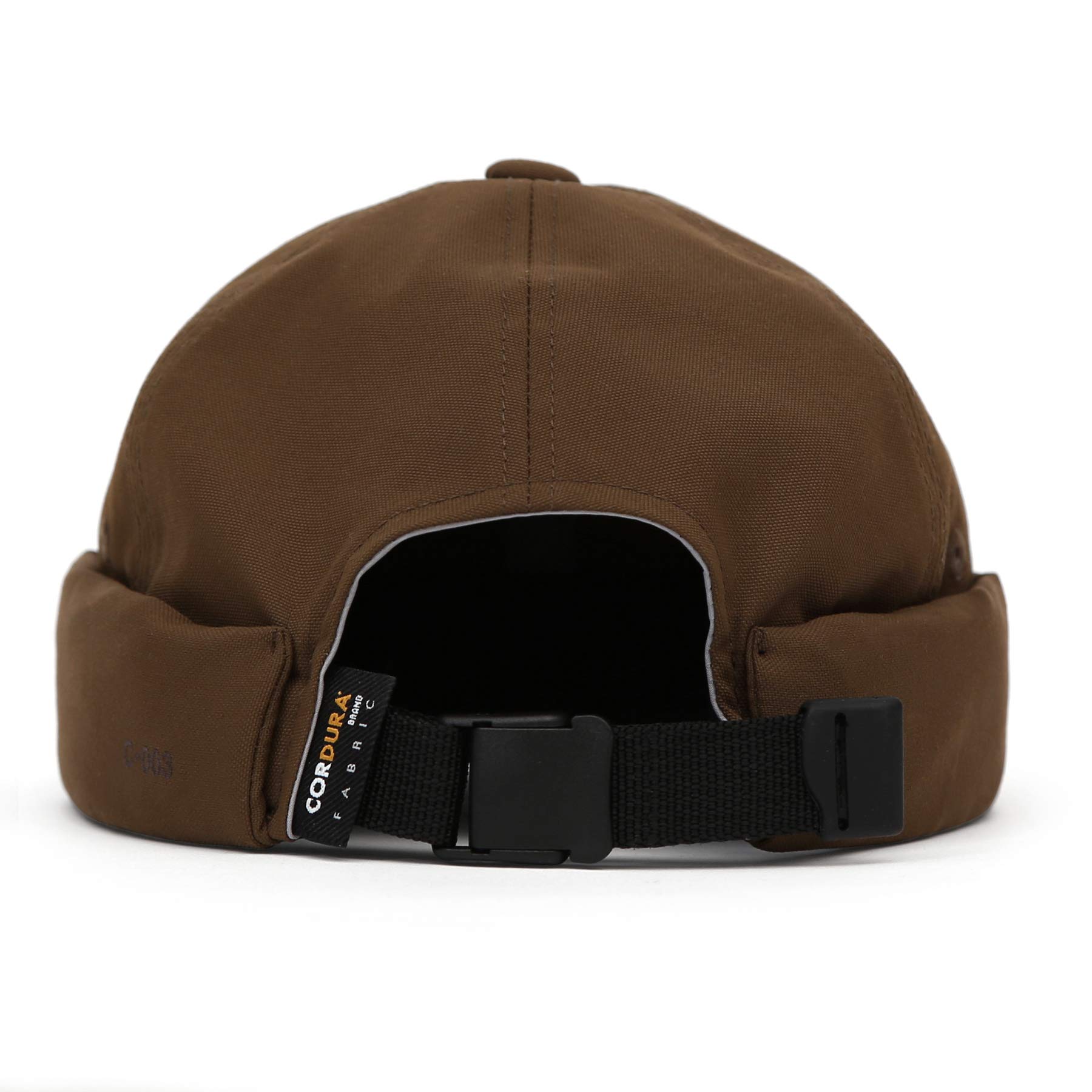 UNDERCONTROL Brimless Trawler Durable Cordura Leon Hat Outdoor Waterproof No Visor Harbor Docker Skull Cap Unisex Tactical Buckle Lightweight Fisherman Beanie Korea (Brown)