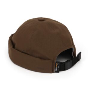 UNDERCONTROL Brimless Trawler Durable Cordura Leon Hat Outdoor Waterproof No Visor Harbor Docker Skull Cap Unisex Tactical Buckle Lightweight Fisherman Beanie Korea (Brown)