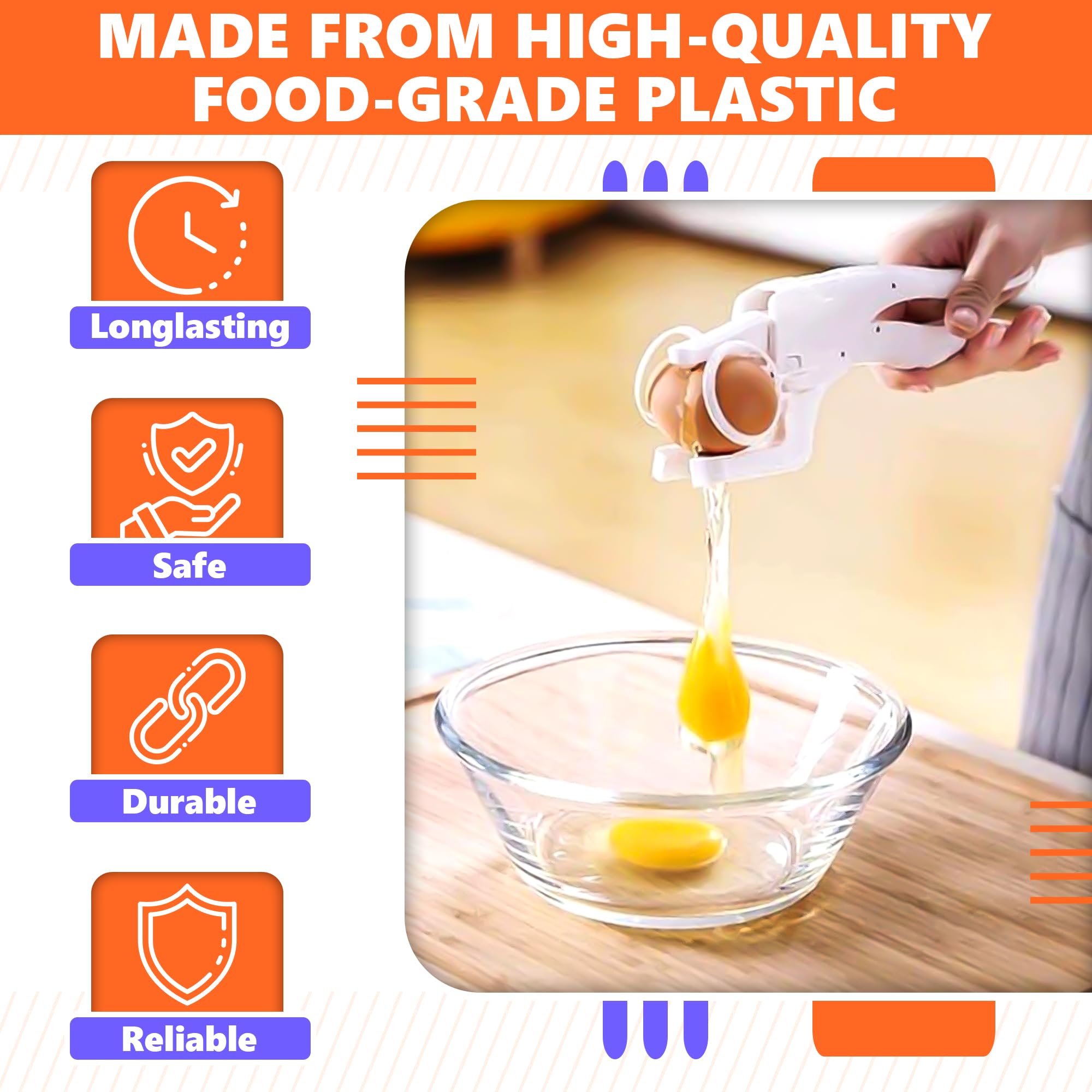 Egg Cracker Tool for Raw Eggs - Egg Breaker Egg Opener Tool One Hand Egg Cracker Egg Shell Opener - Egg Peeler Egg Separator Cute Kitchen Gadgets