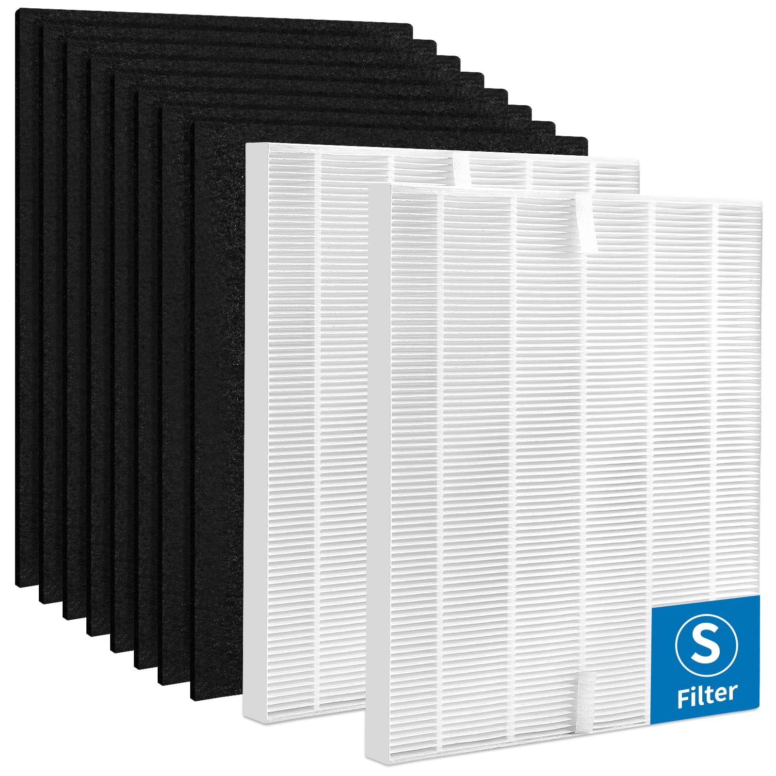 Gazeer C545 True H13 HEPA Replacement Filter S Compatible with Winix C545,Replacement for Winix S Filter Part 1712-0096-00 and 2522-0058-00, 2 x True HEPA Filter + 8 x Activated Carbon Pre-Filters