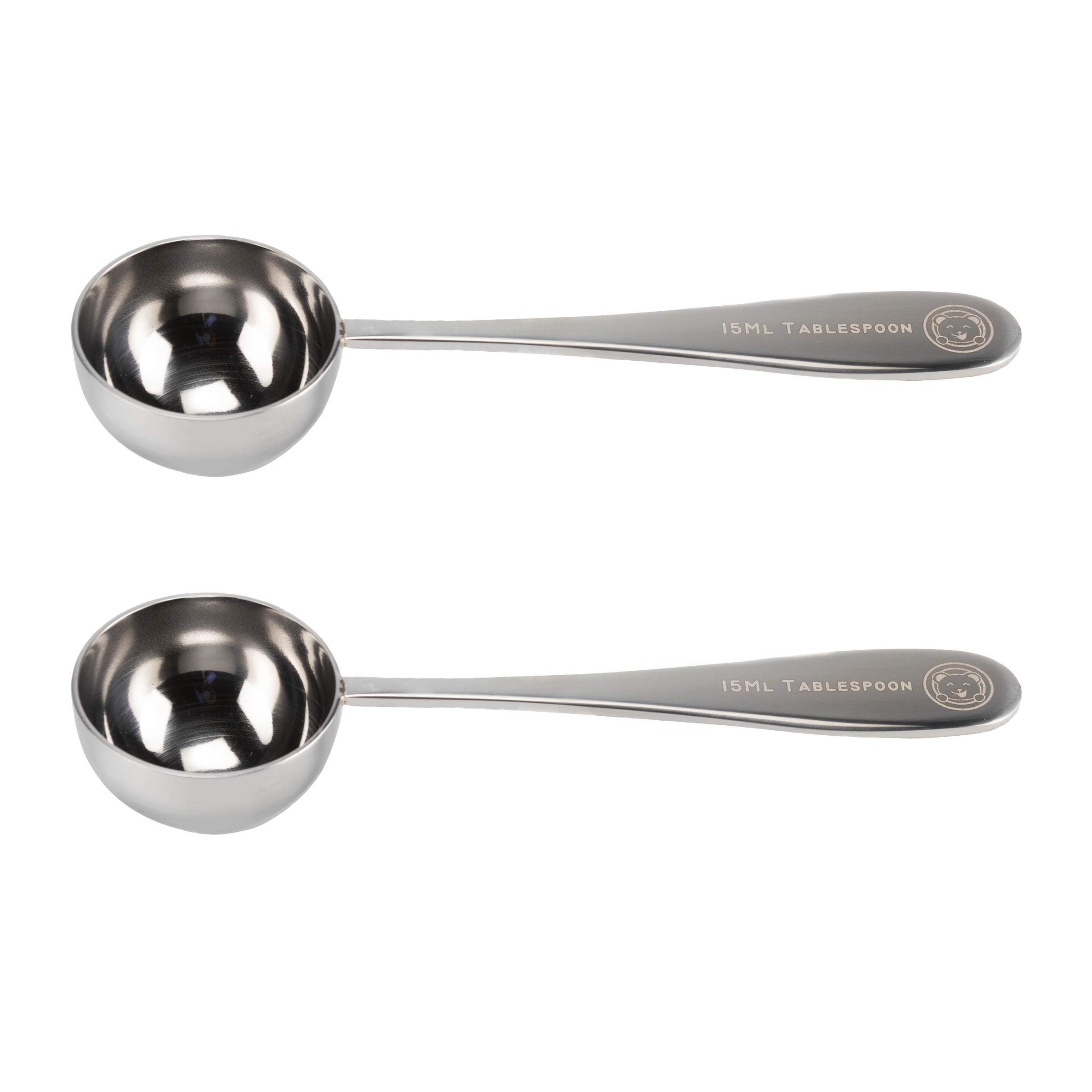 Honey Bear Kitchen 15 ml Tablespoon Measuring Scoops Spoons, Polished Stainless Steel, Set of 2