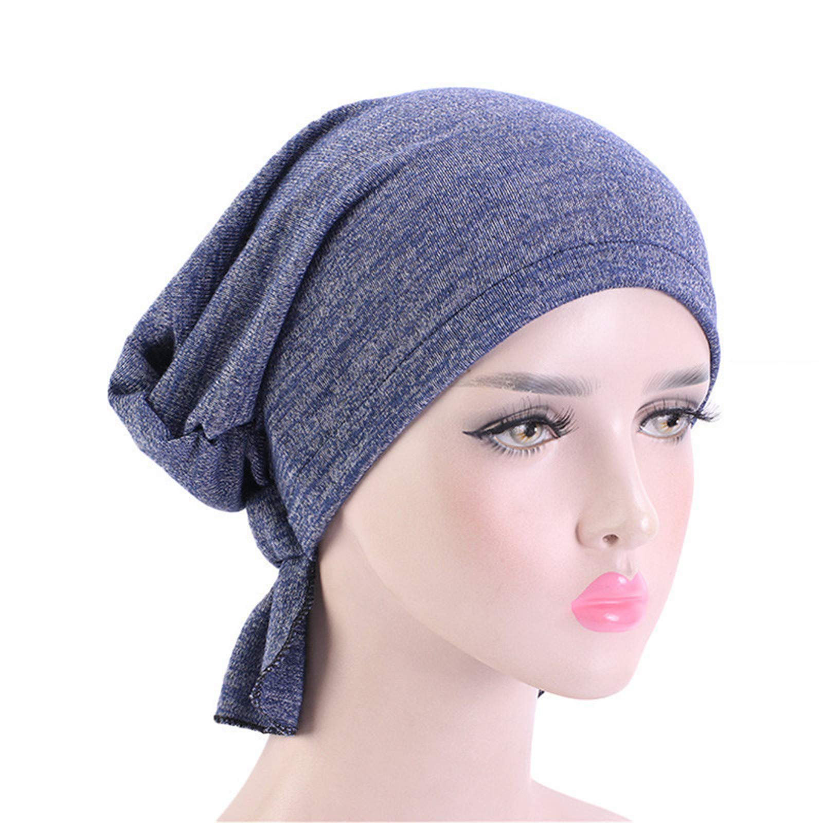 Hijab Cancer Chemo Stretchy Cotton Hat Turban Cap Cover Hair Loss Head Scarf Wrap Pre-Tied Headwear Strech Bandana