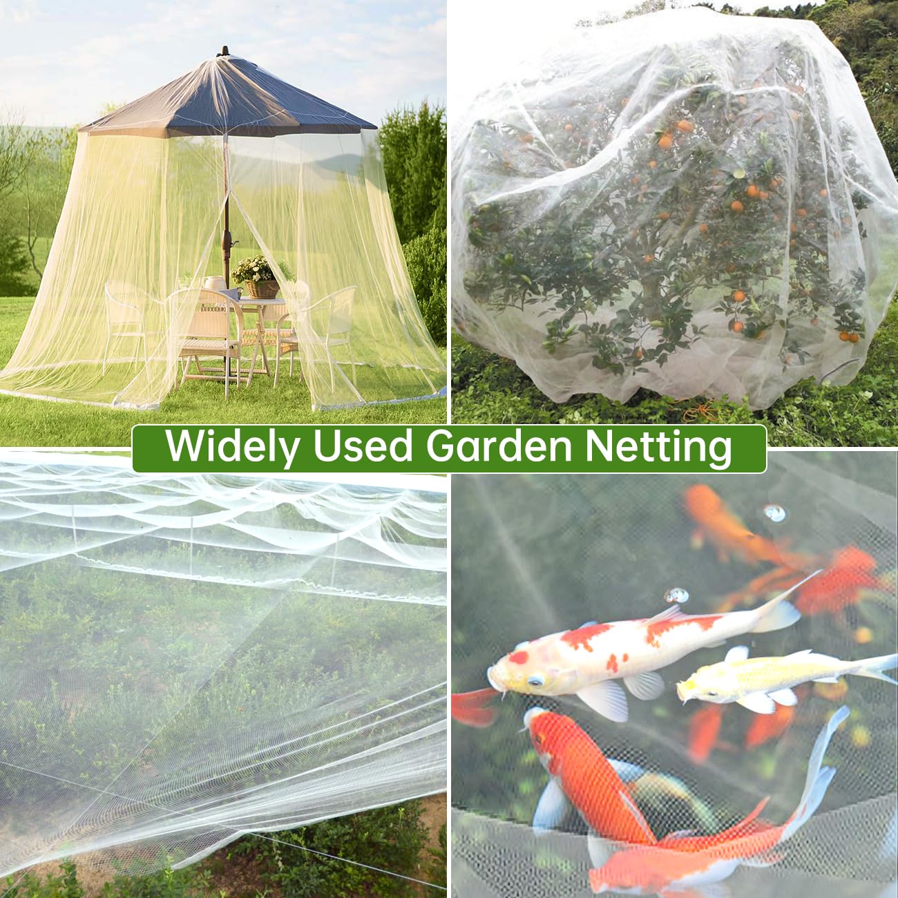 BILIENTE Garden Netting Fine Mesh(8ft x 33ft),Mosquito Netting, Garden Insect Screen Plant Covers for Protect Vegetable Plants Fruits Flowers Crops