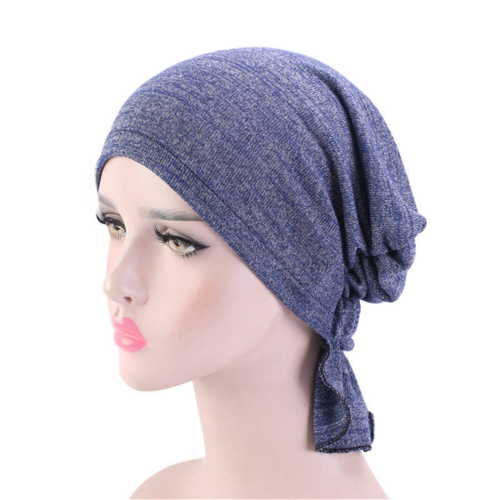 Hijab Cancer Chemo Stretchy Cotton Hat Turban Cap Cover Hair Loss Head Scarf Wrap Pre-Tied Headwear Strech Bandana