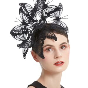 Coucoland Butterfly Fascinator Hat Derby Fascinators Boho Style Headband Butterfly Headpiece