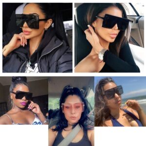 ENSARJOE Square Oversized Sunglasses for Women Men Flat Top Fashion ShadesUV Protection