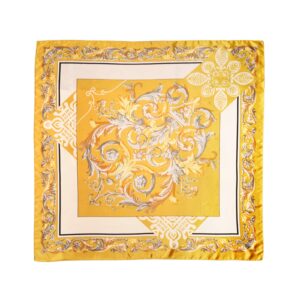 Lingso Silk Like Scarf,Head Scarves for Women,Stain Square Scarf for Hair Wrapping 35“X35” (Roman gold)