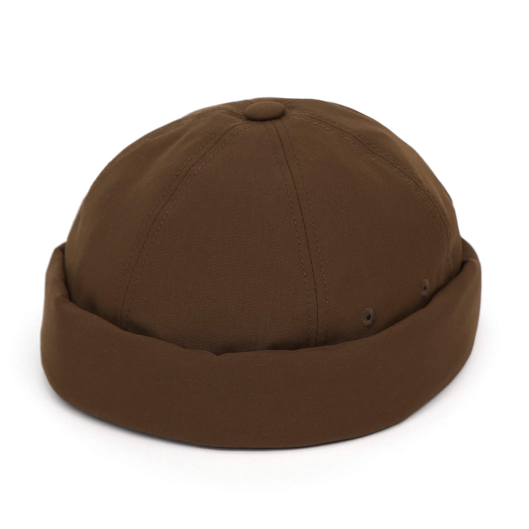 UNDERCONTROL Brimless Trawler Durable Cordura Leon Hat Outdoor Waterproof No Visor Harbor Docker Skull Cap Unisex Tactical Buckle Lightweight Fisherman Beanie Korea (Brown)