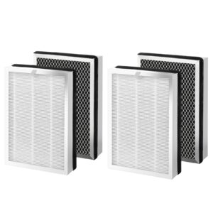 isinlive 25 replacement filter compatible with 25 air purifier s1/w1/b1, 3-in-1 h13 true hepa activated carbon filter, 4 pack